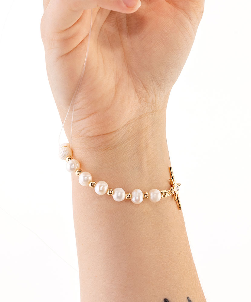 Gold Pearls and Stars Bracelet